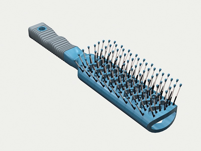 Blue Plastic Hair Brush 3d rendering