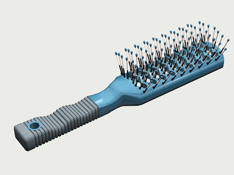 Blue Plastic Hair Brush 3d rendering