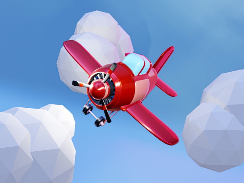 Cute Cartoon Plane 3d rendering