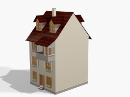 Vintage 3 Story House 3d model preview