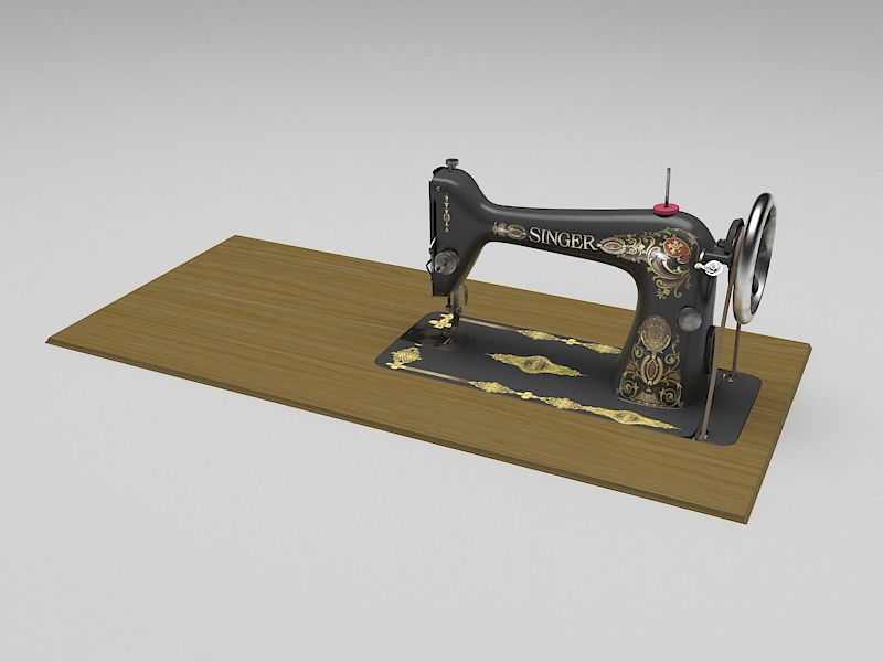 Old-Fashioned Sewing Machine 3d rendering