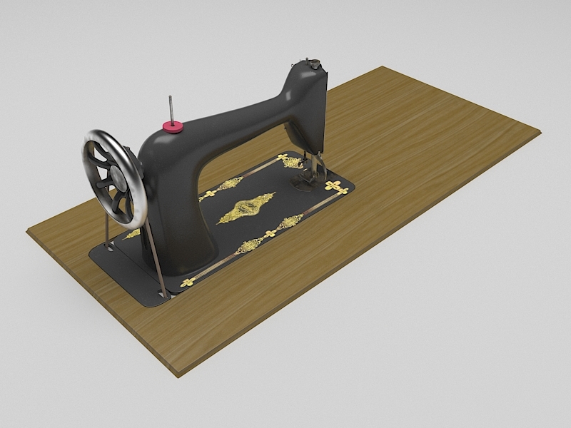 Old-Fashioned Sewing Machine 3d rendering