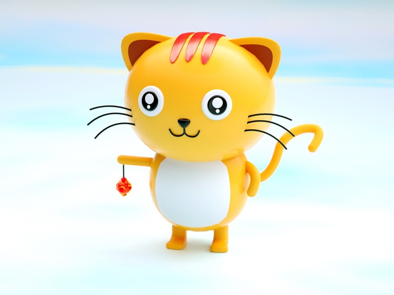 Pretty Cat Cartoon 3d rendering
