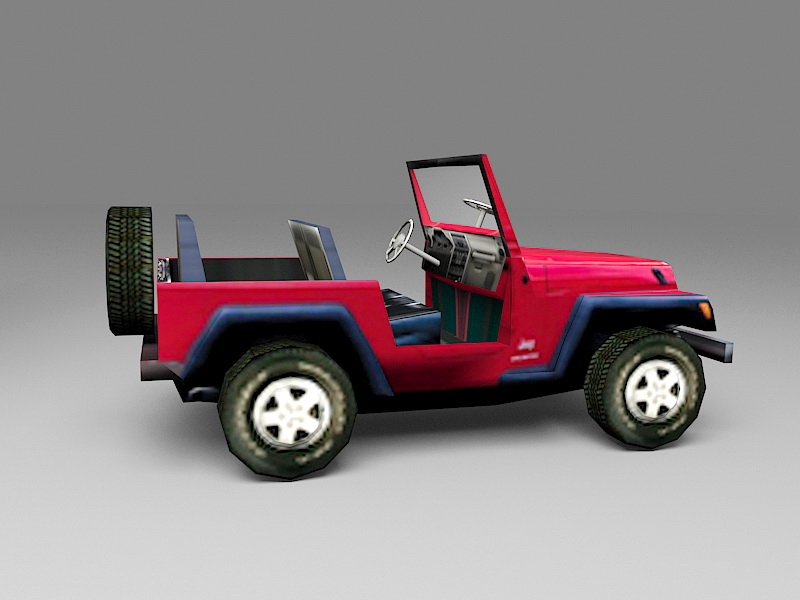 Jeep Wrangler YJ Low Poly 3d rendering