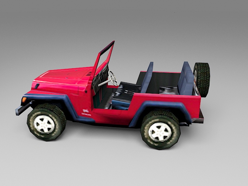 Jeep Wrangler YJ Low Poly 3d rendering