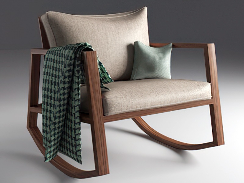 Modern Wooden Rocking Chair 3d rendering