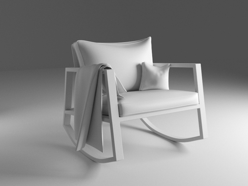Modern Wooden Rocking Chair 3d rendering