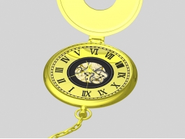 Solid Gold Pocket Watch 3d model preview