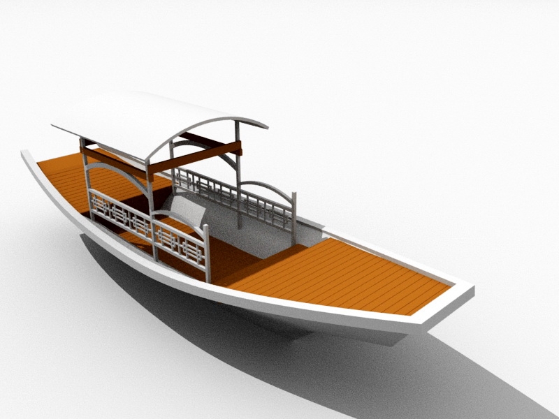 Antique Wooden Boat 3d rendering