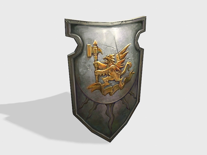 Medieval Dragon Shield 3d rendering