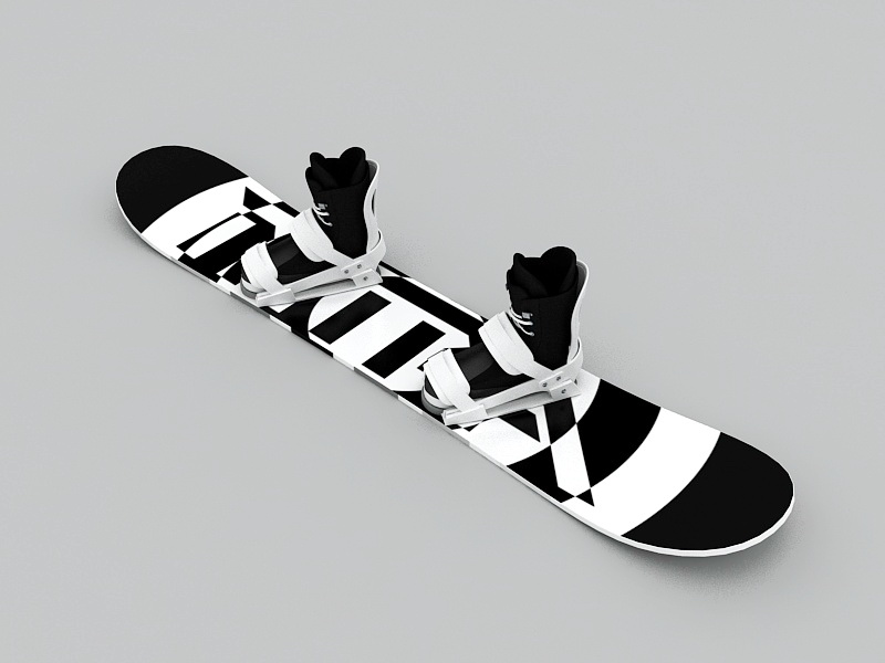 Black and White Snowboard 3d rendering
