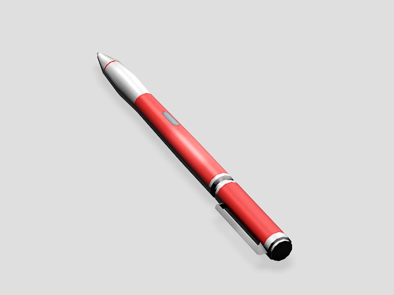 Red BallPoint Pen 3d rendering