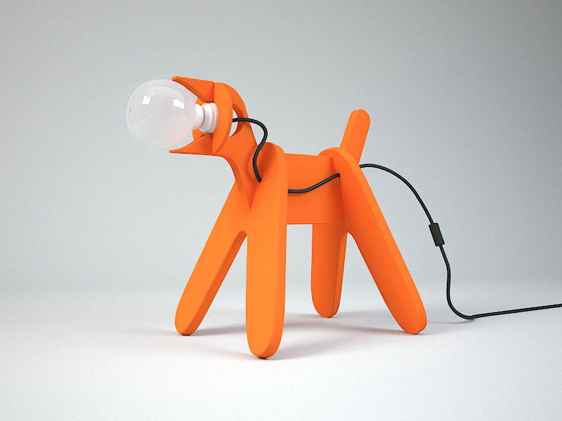Orange Dog Table Lamp 3d rendering
