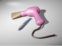 Pink Hair Dryer 3d model preview