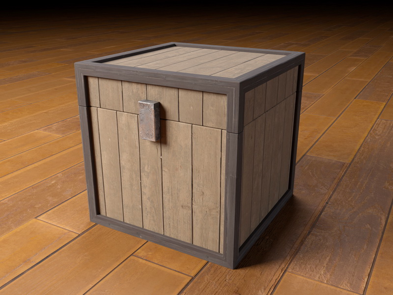 Wooden Storage Chest 3d rendering