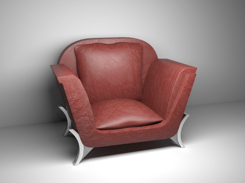 Red Arm Chair 3d rendering