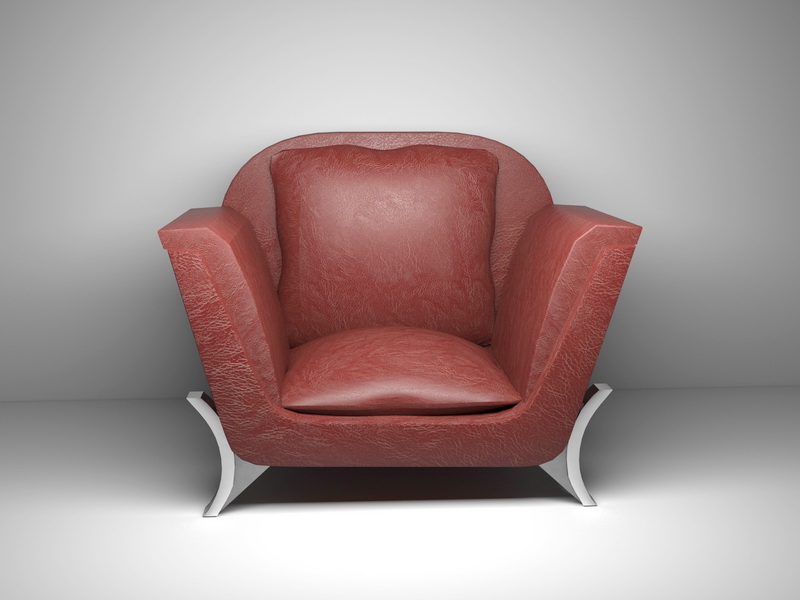 Red Arm Chair 3d rendering