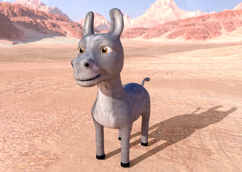 Cute Donkey Cartoon 3d rendering