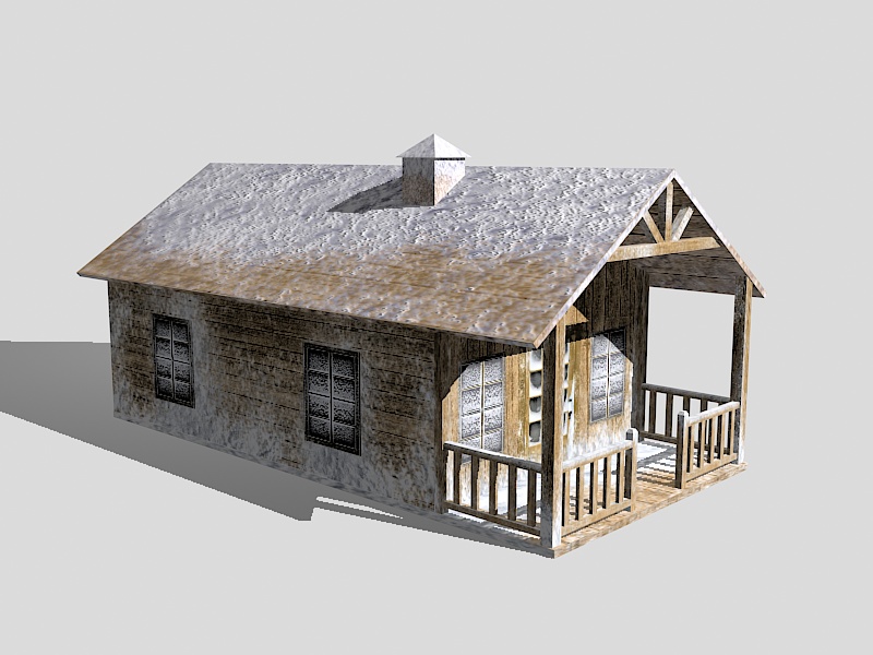 Snow Covered Cottage 3d rendering