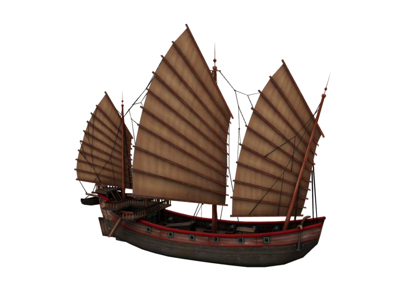 Junk Sailing Ship 3d rendering