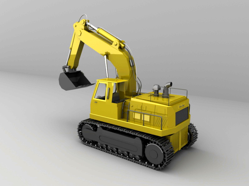Excavator Animation 3d rendering