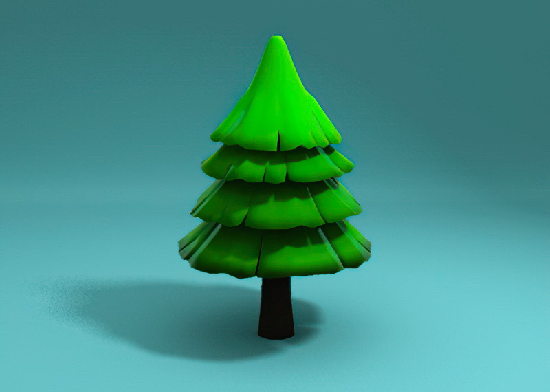 Green Tree Cartoon 3d rendering