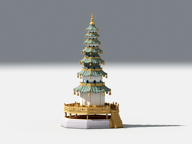 Ancient Pagoda 3d rendering