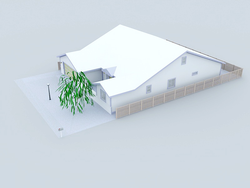 House Plan with Garage 3d rendering