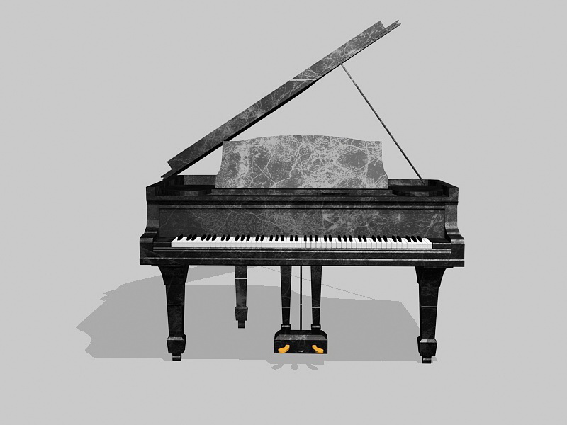 Old Grand Piano 3d rendering