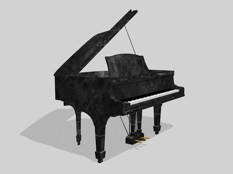 Old Grand Piano 3d rendering