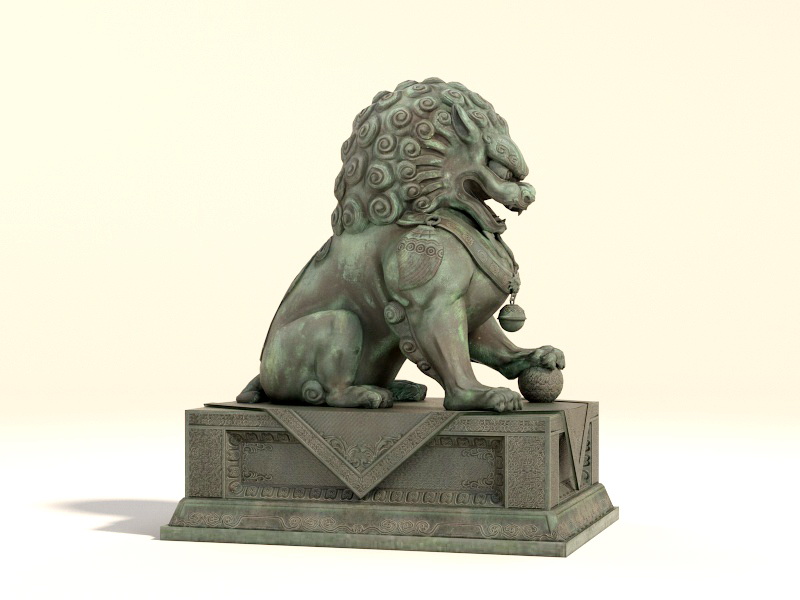 Lion Garden Statue 3d rendering