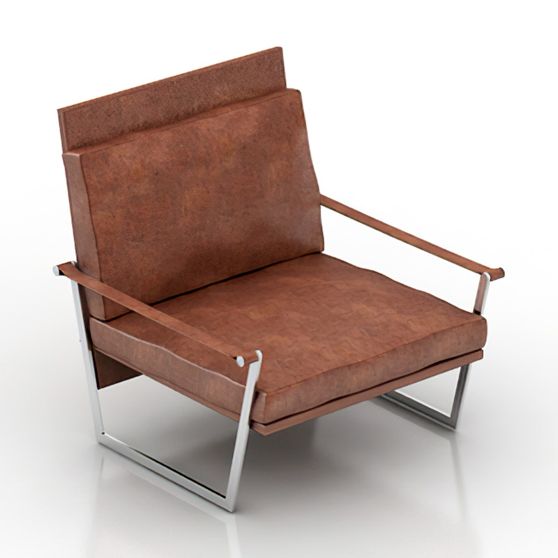 Modern Brown Leather Club Chair 3d rendering