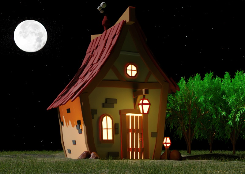 Cartoon Fairy House 3d rendering