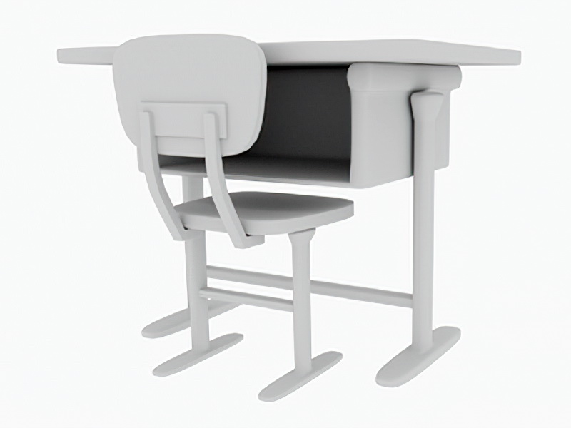 School Desk and Chair 3d rendering