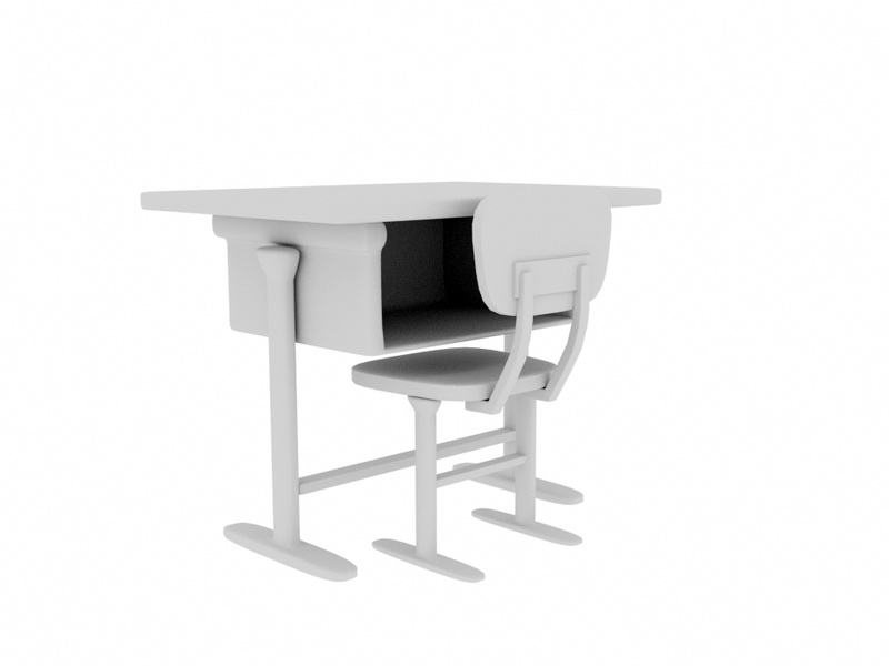 School Desk and Chair 3d rendering