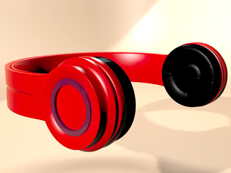Red Wireless Headphone 3d rendering