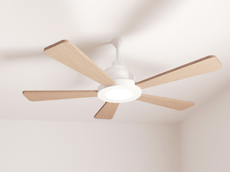 Wood Ceiling Fan with Lights 3d rendering