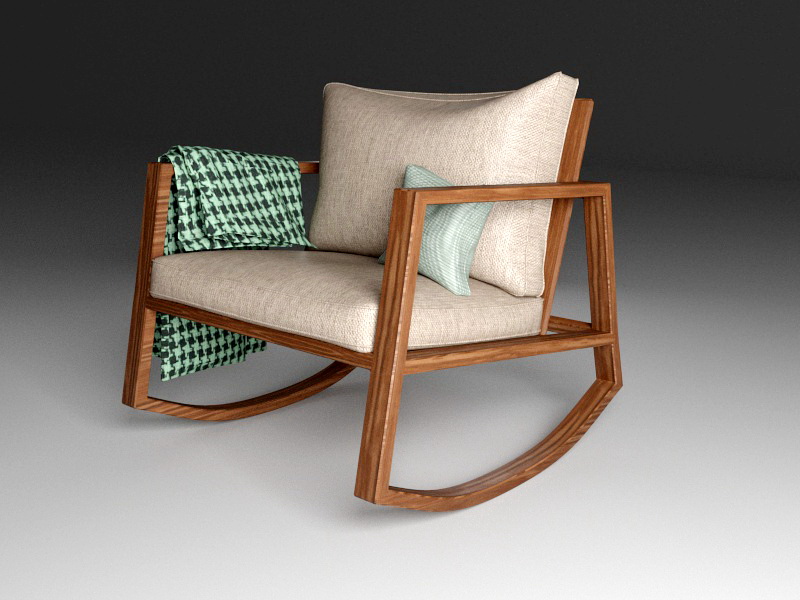 Modern Wood Rocking Chair 3d rendering
