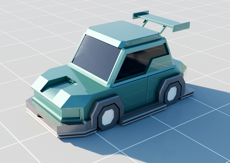 Simple Cartoon Car 3d rendering