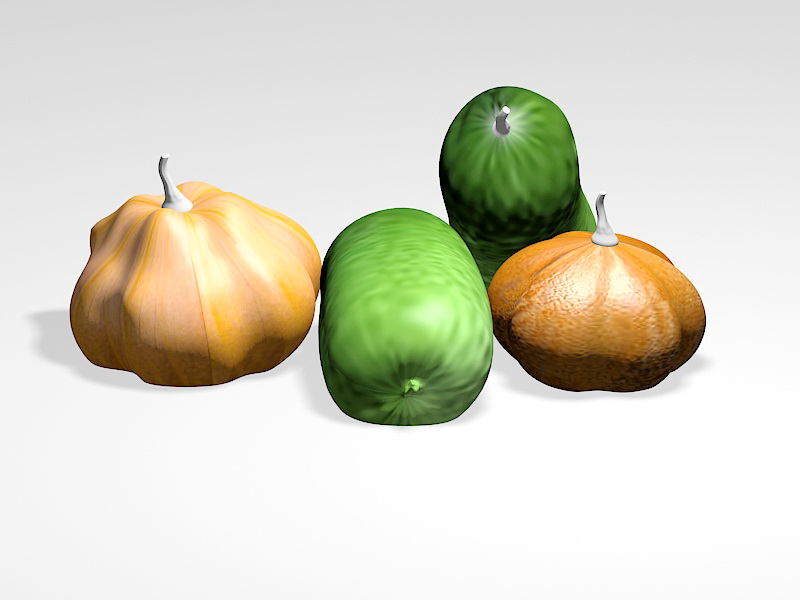 Pumpkin and Wax Gourd 3d rendering