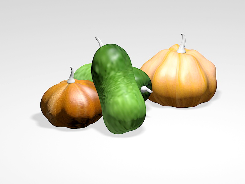 Pumpkin and Wax Gourd 3d rendering