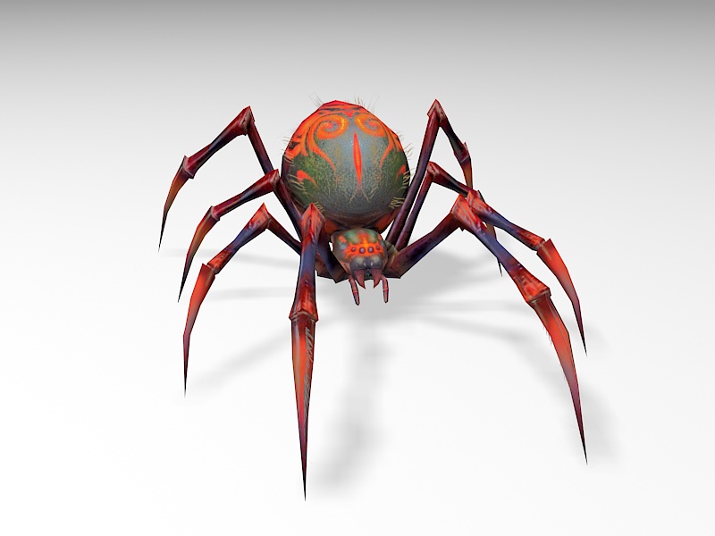 Red Spider Monster Lowpoly 3d rendering