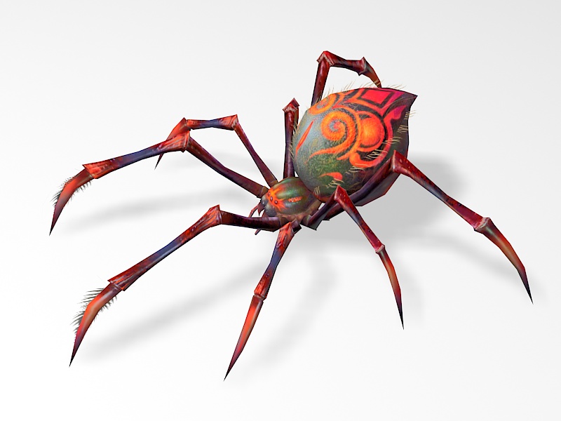 Red Spider Monster Lowpoly 3d rendering