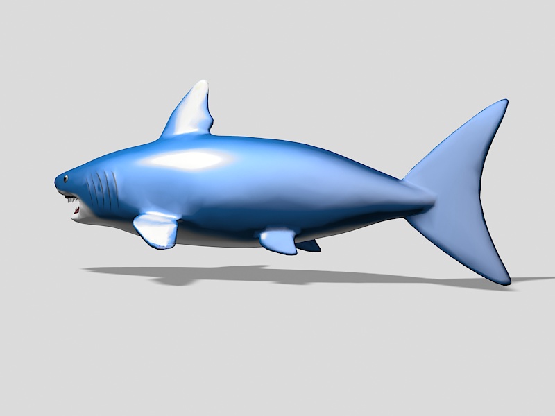 Blue Shark Cartoon 3d rendering