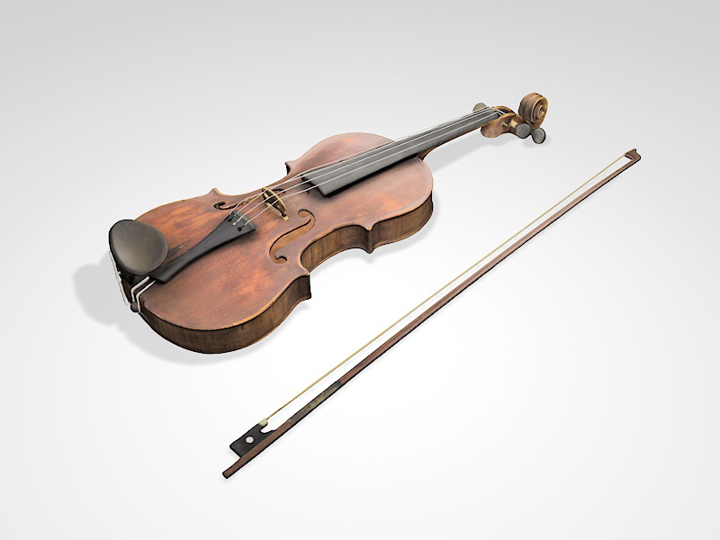 Vintage Violin 3d rendering