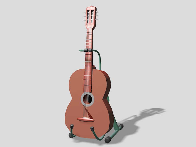 Guitar on Stand 3d rendering