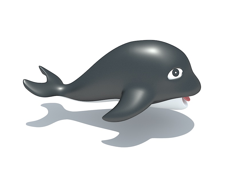 Cute Cartoon Whale 3d rendering