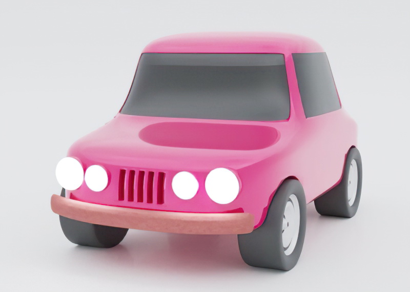Pink Toy Car 3d rendering