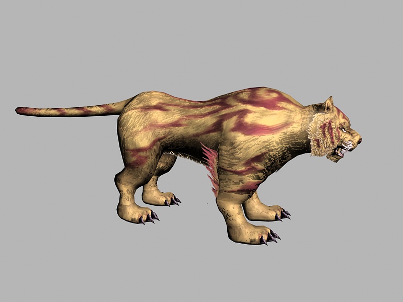 Red Striped Tiger 3d rendering