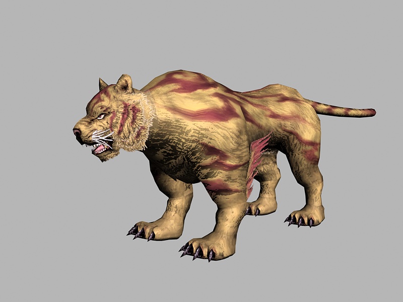 Red Striped Tiger 3d rendering